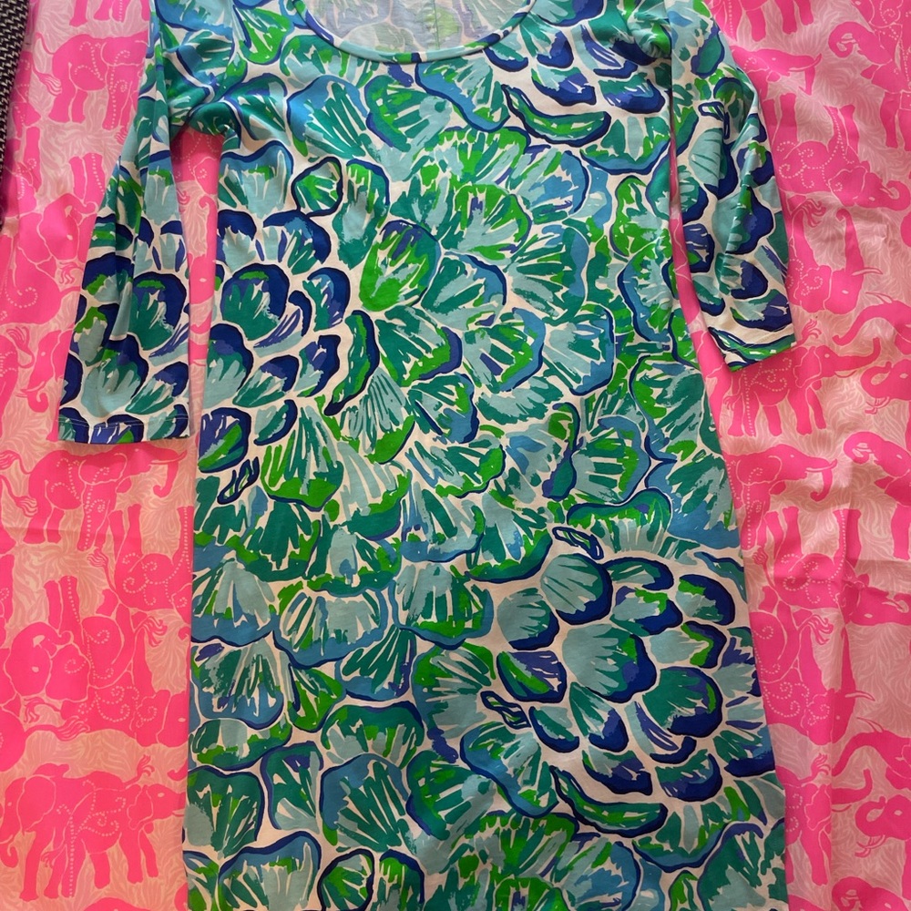 Lilly Pulitzer Blue and Green Patterned Dress